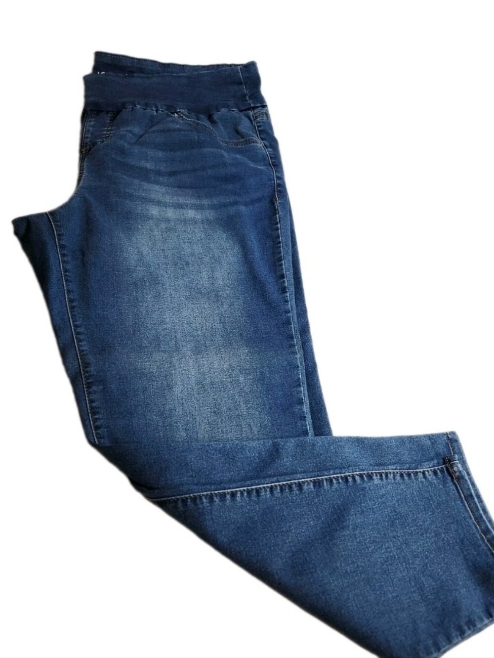 Women's Stitch Star Pull On Skinny Stretch Blue Jeans Size 2X